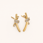 Sterling Silver Pave Zirconia Knot Stud Earrings detail