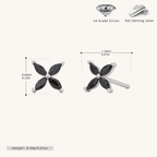 Sterling Silver Marquise Zirconia Flower Stud Earrings - Platinum / Black Zircon