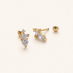 Sterling Silver Pave Zirconia Dome Flat Back Earrings detail view