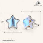 Sterling Silver Moonstone Star Stud Earrings - Platinum