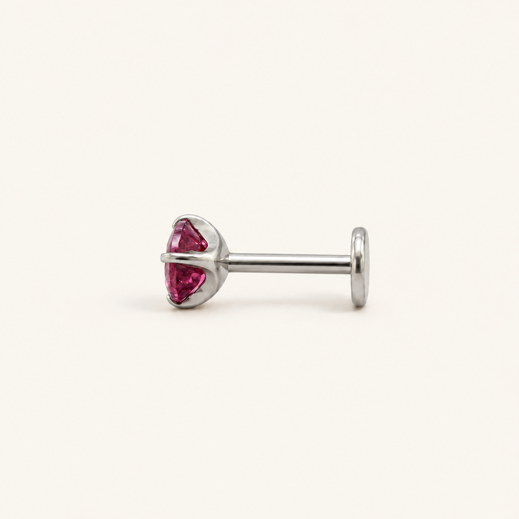 Titanium Purple Garnet Flat Back Stud Earrings