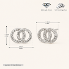 Sterling Silver Double Ring Zirconia Wrap Stud Earrings - Platinum
