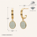 Sterling Silver Aventurine Jade Drop Stud Earrings - Gold