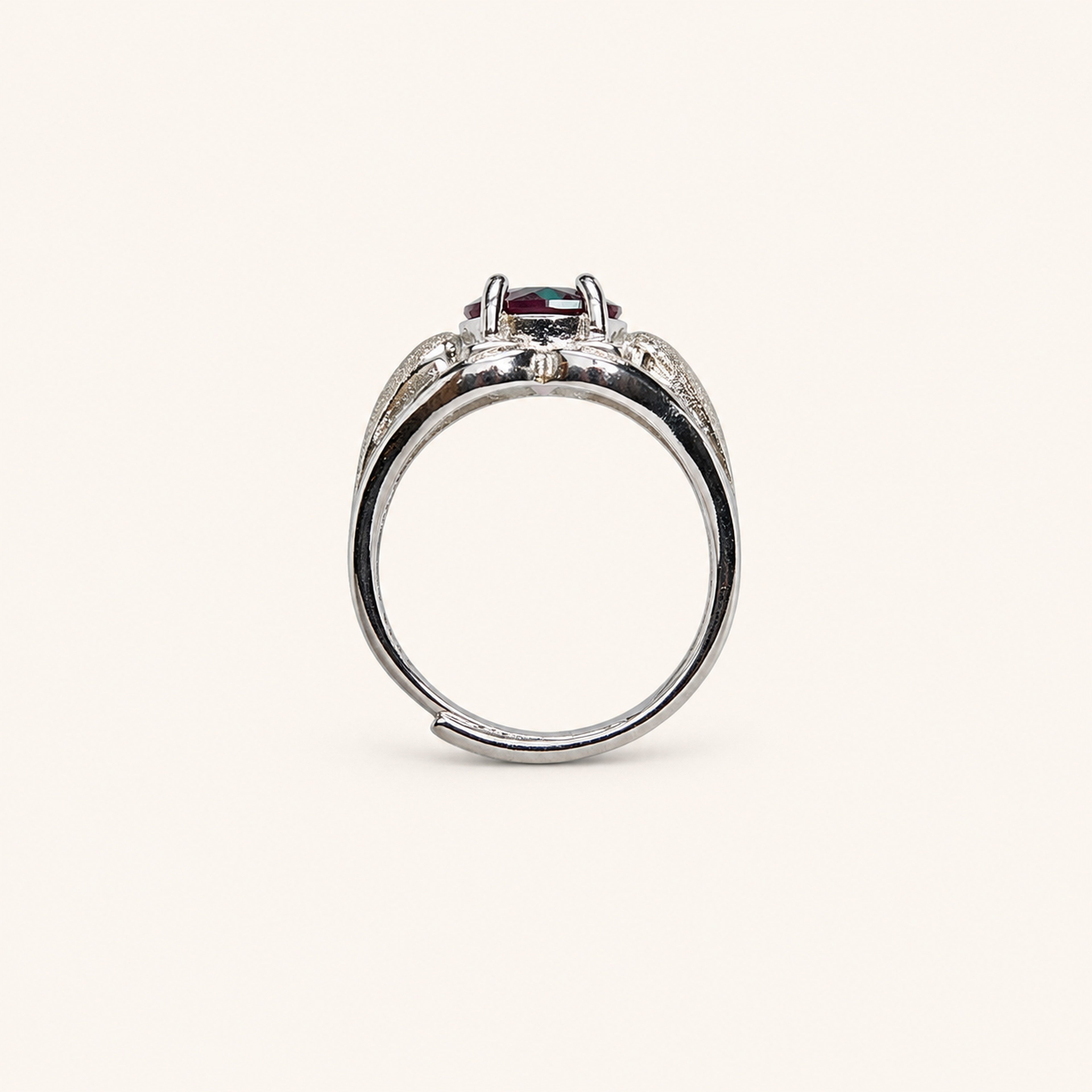 Sylvan Embrace Lab-Grown Alexandrite Ring upright view