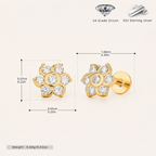 Sterling Silver Zirconia Spiral Cartilage Flat Back Earrings - Gold