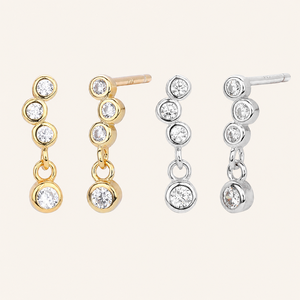 Sterling Silver Dainty Cubic Zirconia Stud Earrings