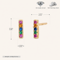 Sterling Silver Rainbow Rectangle Zirconia Stud Earrings - Gold