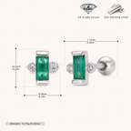 Sterling Silver Emerald-Green Zirconia Flat Back Earrings - Platinum