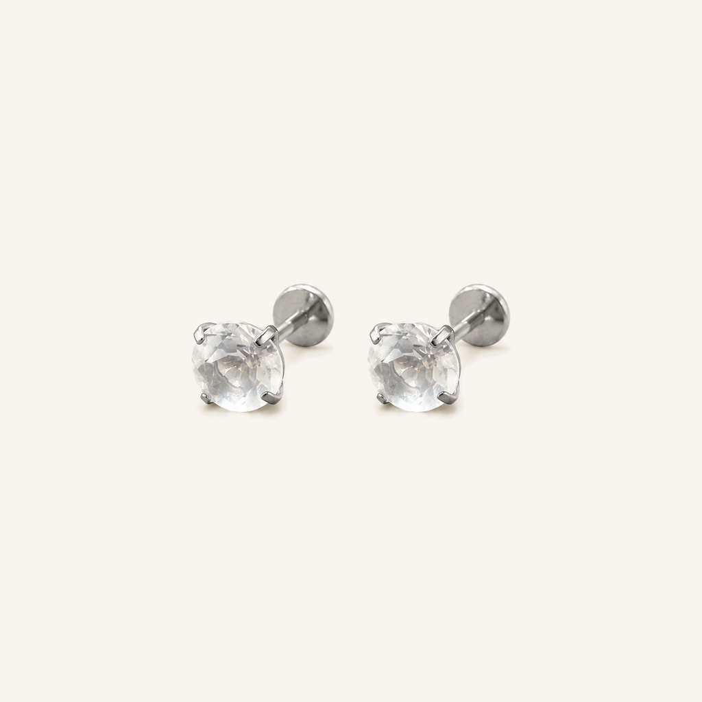 Titanium Rose Quartz Flat Back Stud Earrings
