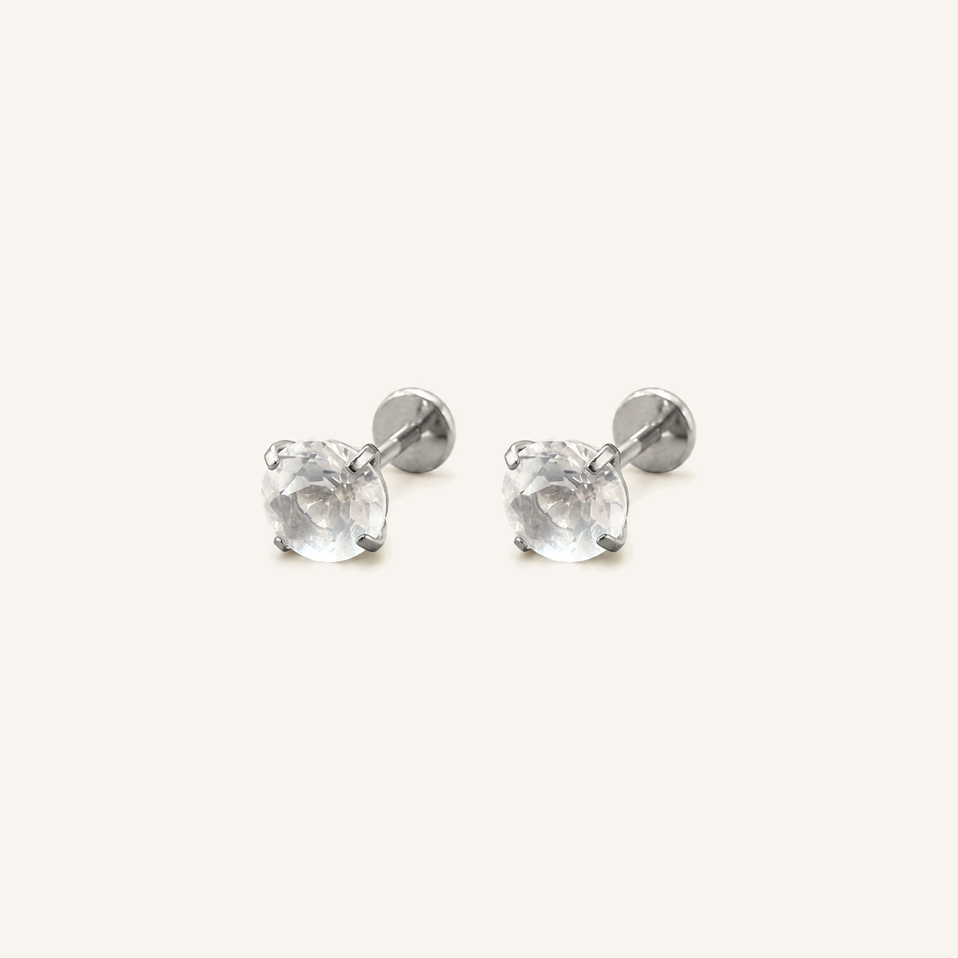 Titanium Rose Quartz Flat Back Stud Earrings