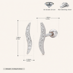 Sterling Silver Pave Zirconia Flat Back Earrings - Platinum