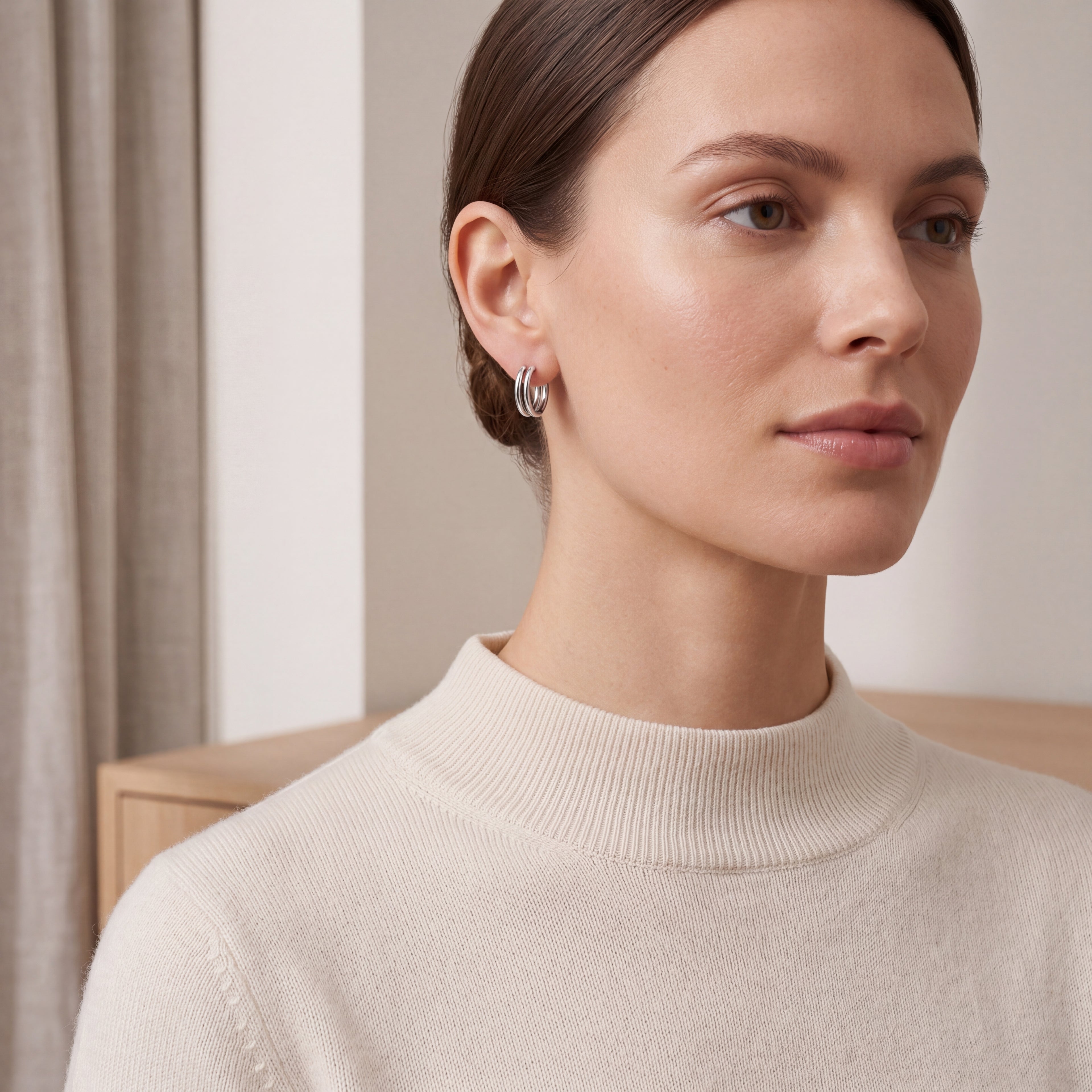 Double Orbit Titanium Hoop Earrings - image 3