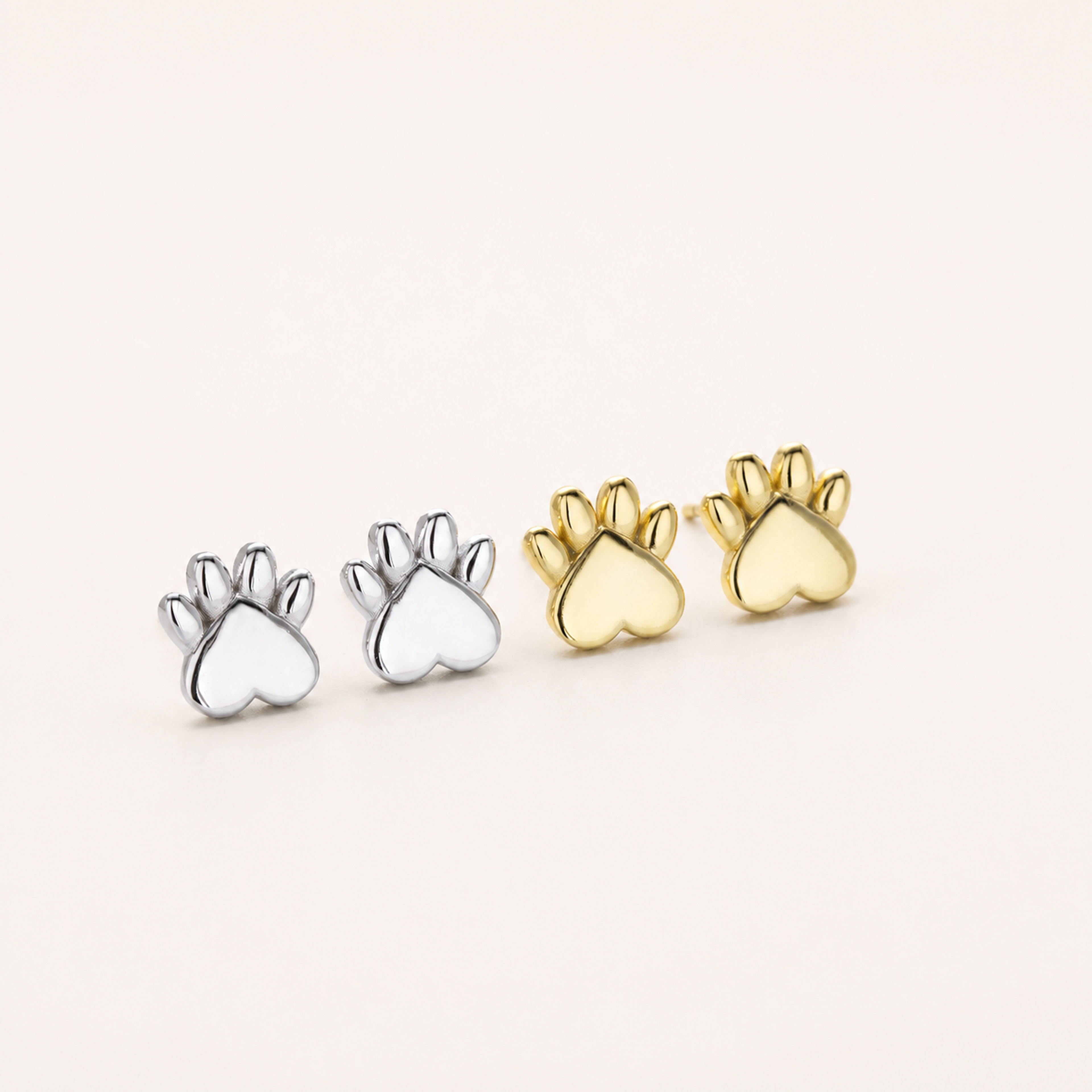 Sterling Silver Cat Paw Stud Earrings detail view