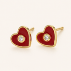 Sterling Silver Sparkling Heart Zirconia Stud Earrings detail view