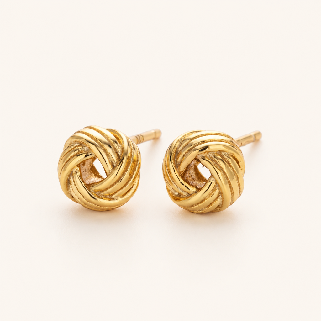 Sterling Silver Woven Ball Stud Earrings detail view
