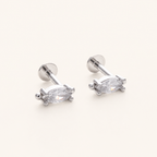 Sterling Silver Marquise Zirconia Flat Back Earrings detail view