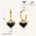 Sterling Silver Zirconia Heart Stud Earrings - Gold