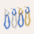 Sterling Silver Enamel Huggie Hoop Earrings detail