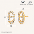 Sterling Silver Pave Initial H Stud Earrings - Gold