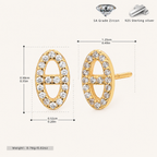 Sterling Silver Pave Initial H Stud Earrings - Gold