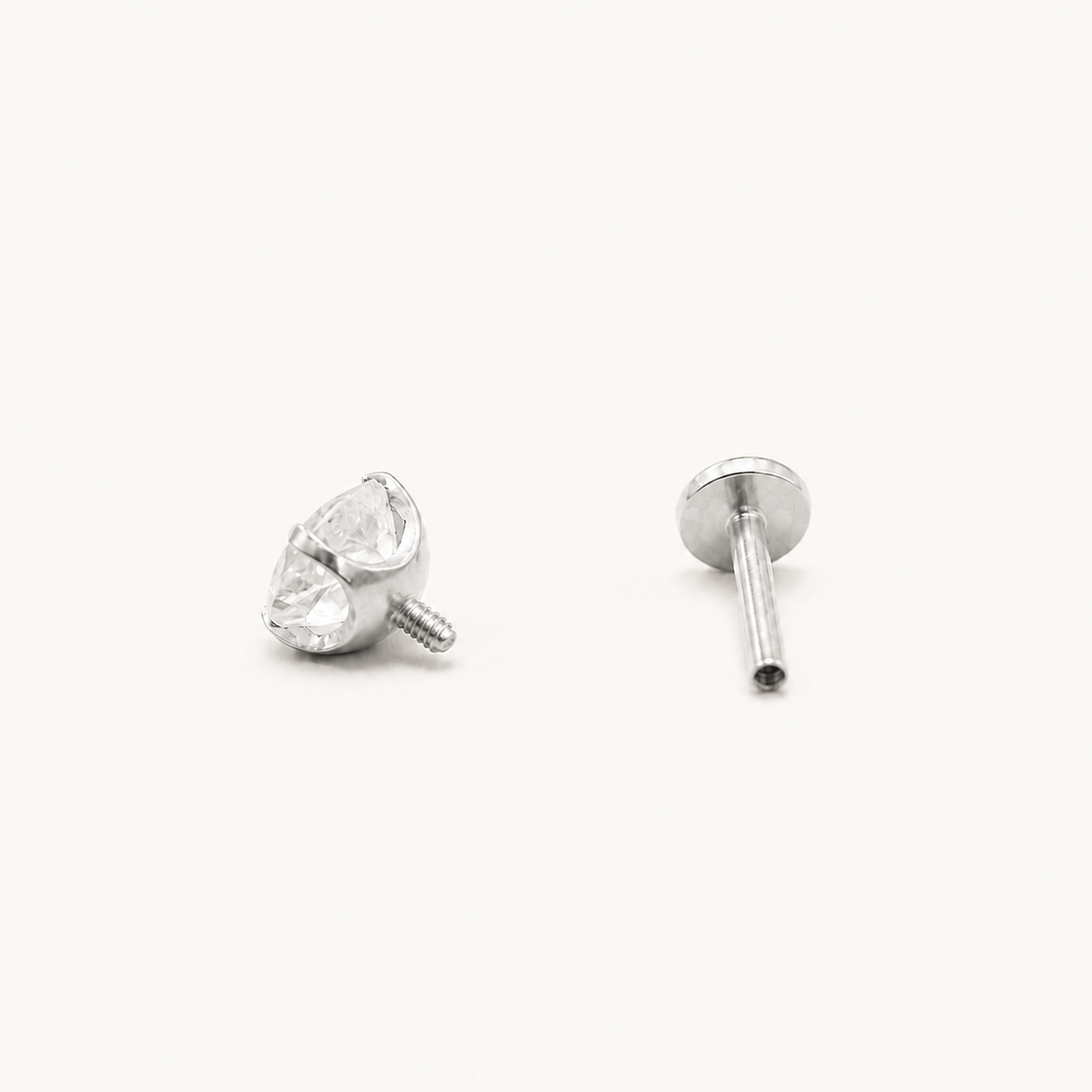 Titanium Moonstone Flat Back Stud Earrings