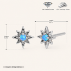 Sterling Silver Opal Eight-Point Star Stud Earrings - Platinum / Blue