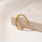 Pave Crystal Seamless Titanium Hoop Earrings - image 5