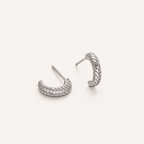 Sterling Silver French Minimalist Zirconia Stud Earrings detail view