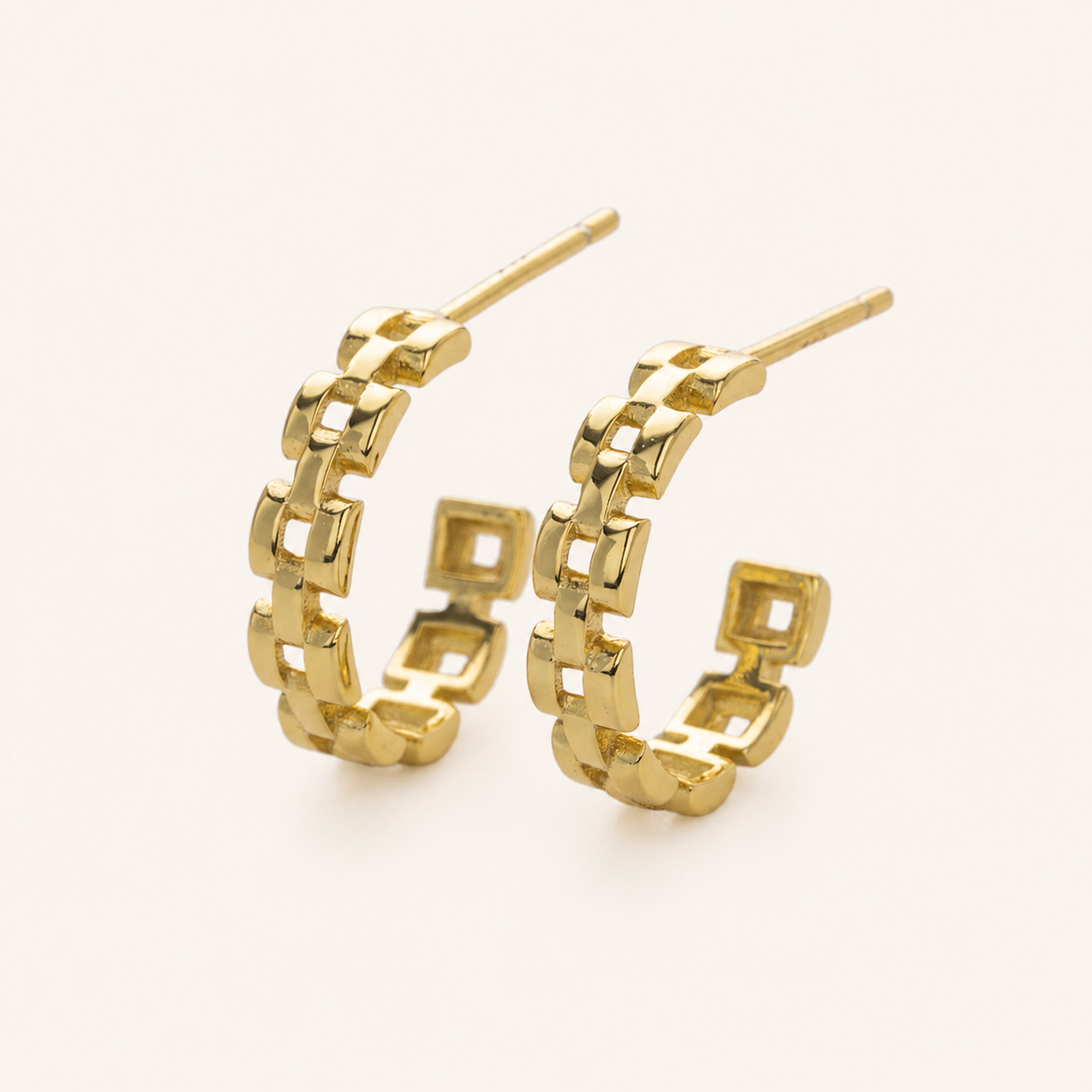 Sterling Silver Polished Chain Drop Stud Earrings detail view