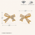 Sterling Silver Pavé Bow Stud Earrings - Gold