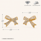 Sterling Silver Pavé Bow Stud Earrings - Gold