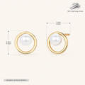 Sterling Silver French Pearl Stud Earrings - Gold