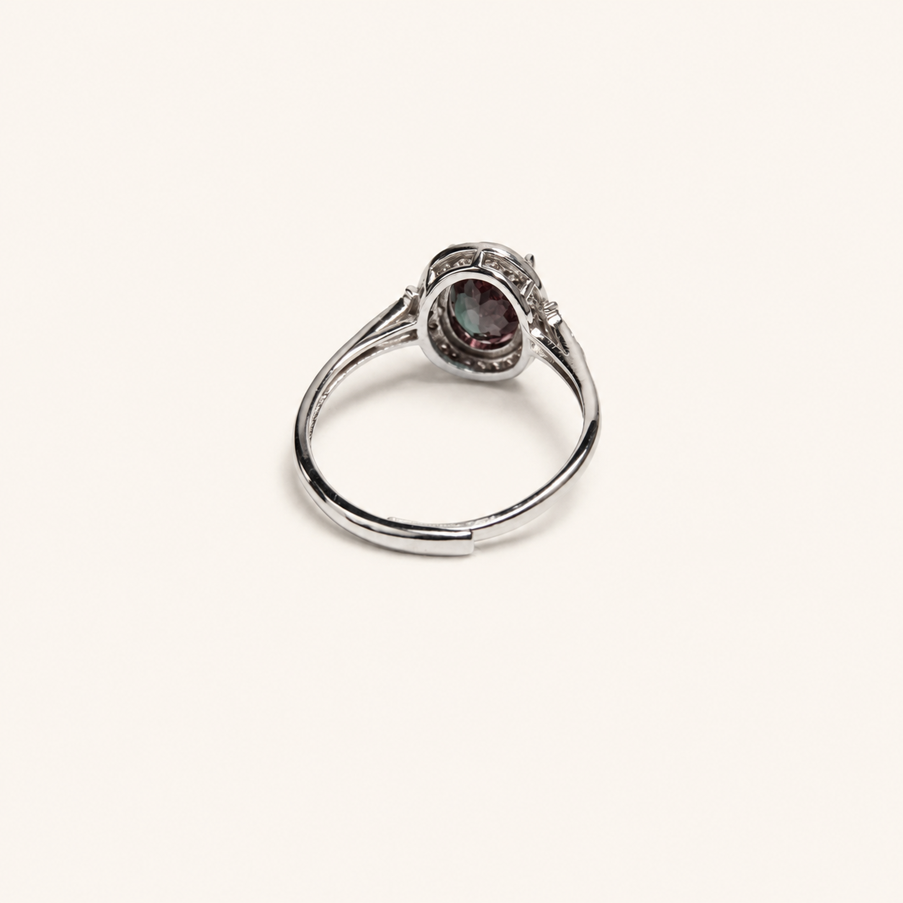 Lattice Halo Lab-Grown Alexandrite Ring side view
