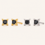Sterling Silver Black Zirconia Stud Earrings
