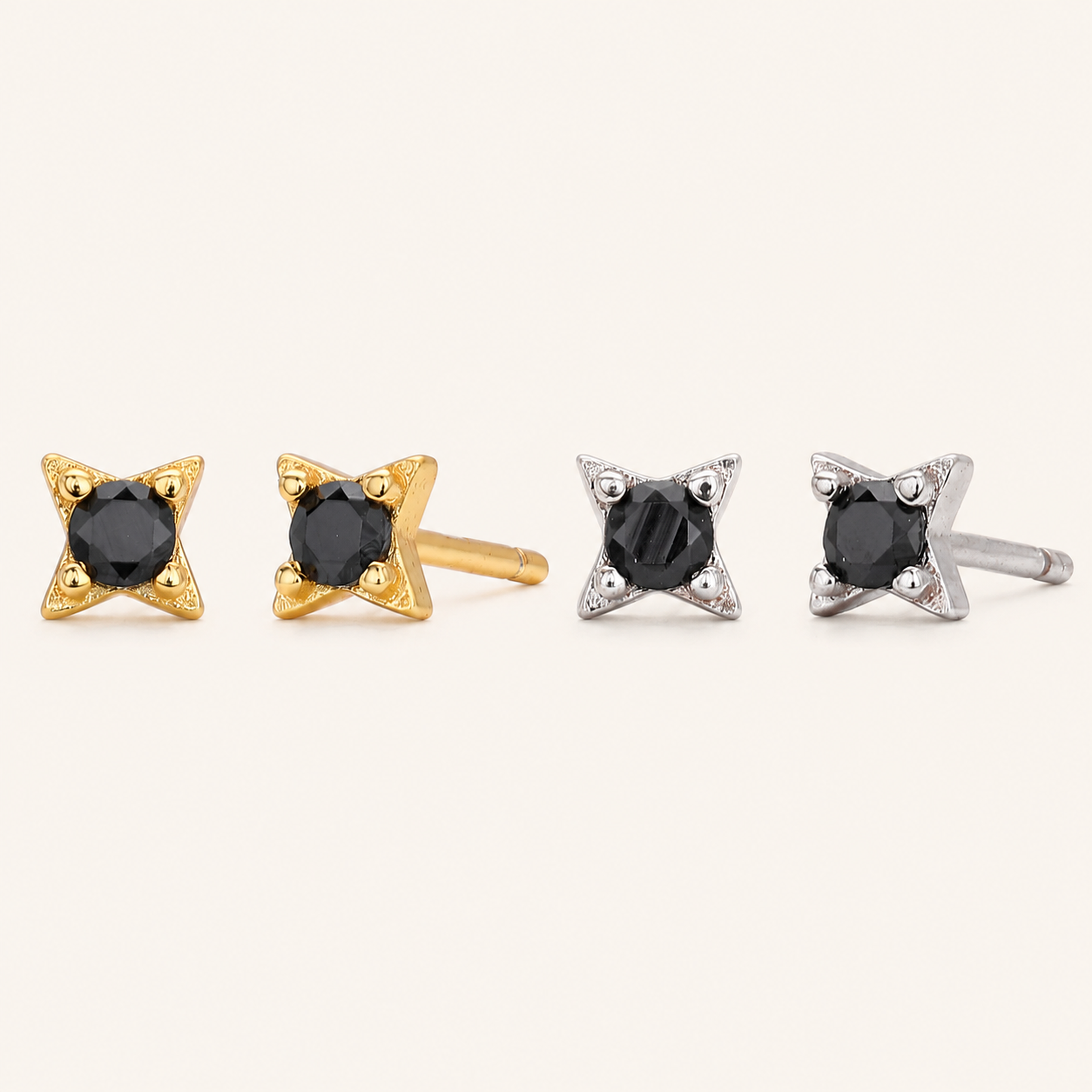 Sterling Silver Black Zirconia Stud Earrings
