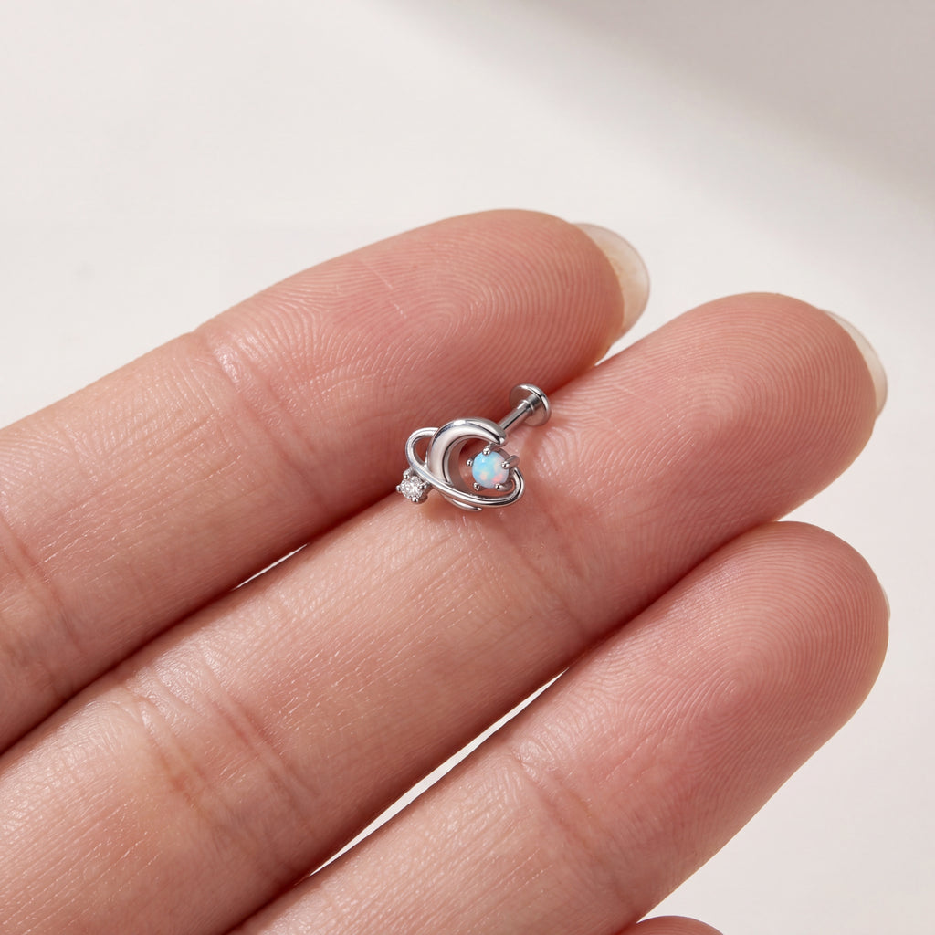 Opal Orbit Titanium Flat Back Earring - image 4