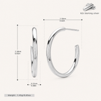 Sterling Silver Polished Round Hoop Earrings - Platinum / 20mm