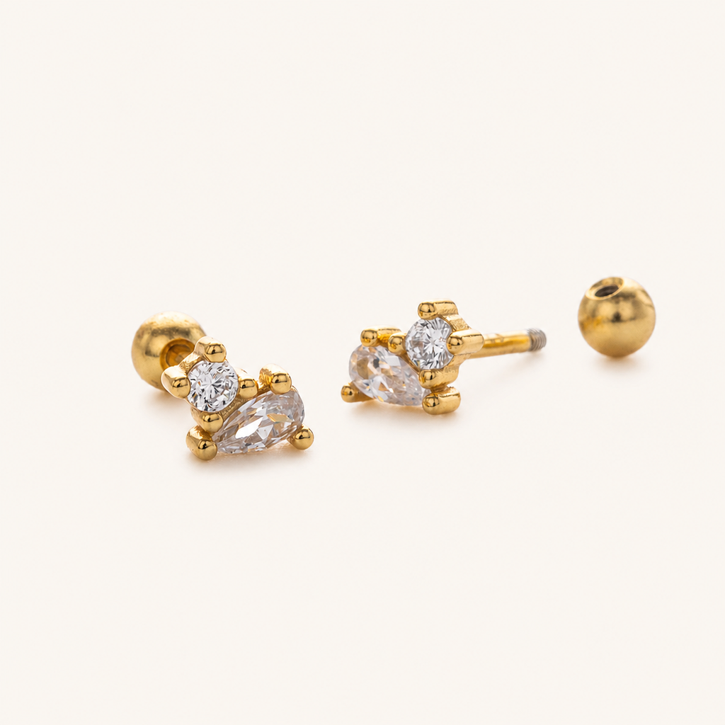 Sterling Silver Zirconia Teardrop Flat Back Earrings detail view