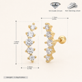 Sterling Silver Zirconia Solitaire Flat Back Earrings - Gold