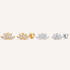 Sterling Silver Zirconia Crown Flat Back Earrings