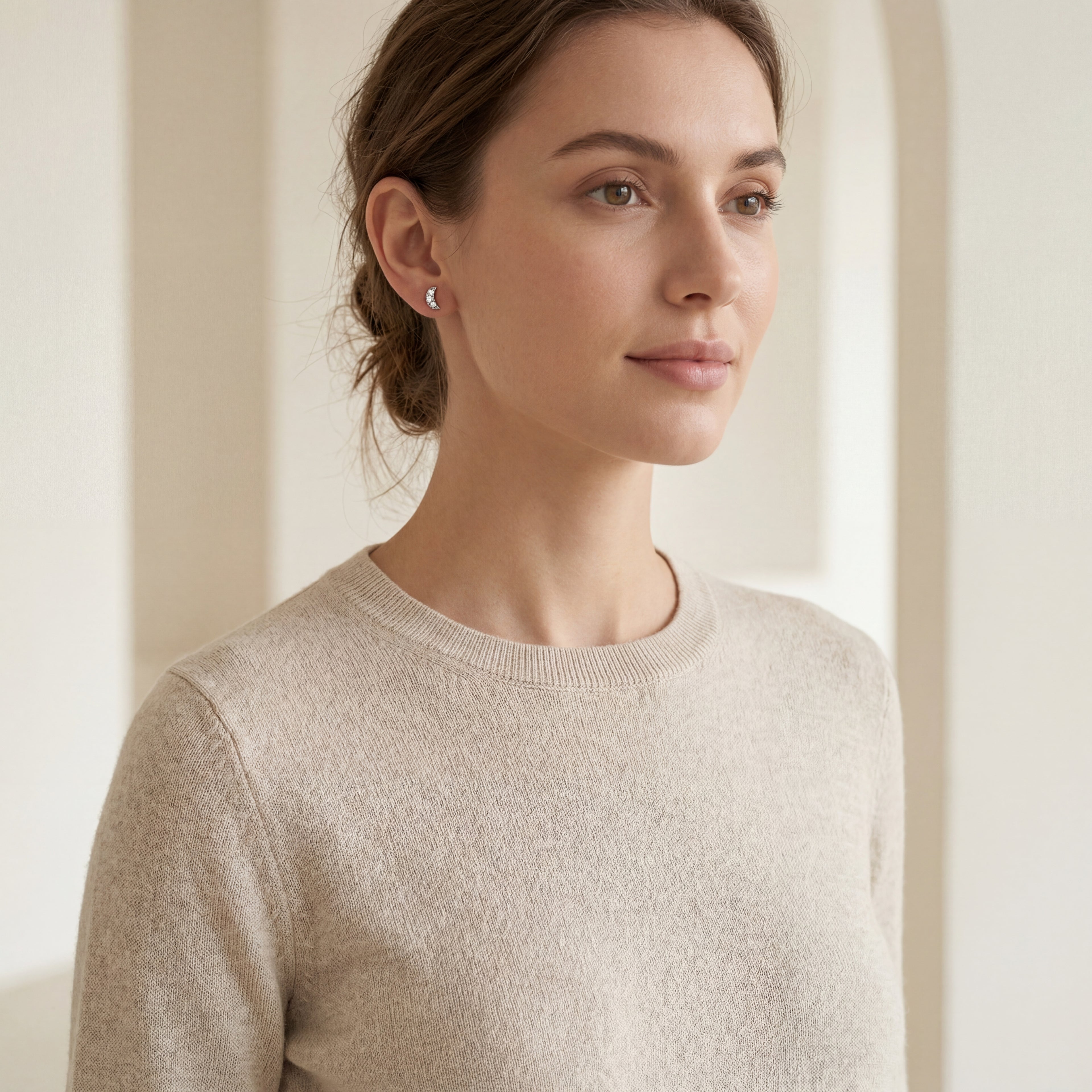 Mini Moon Titanium Stud Earrings - image 3