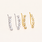 Sterling Silver Pearl Zirconia Wrap Stud Earrings detail view