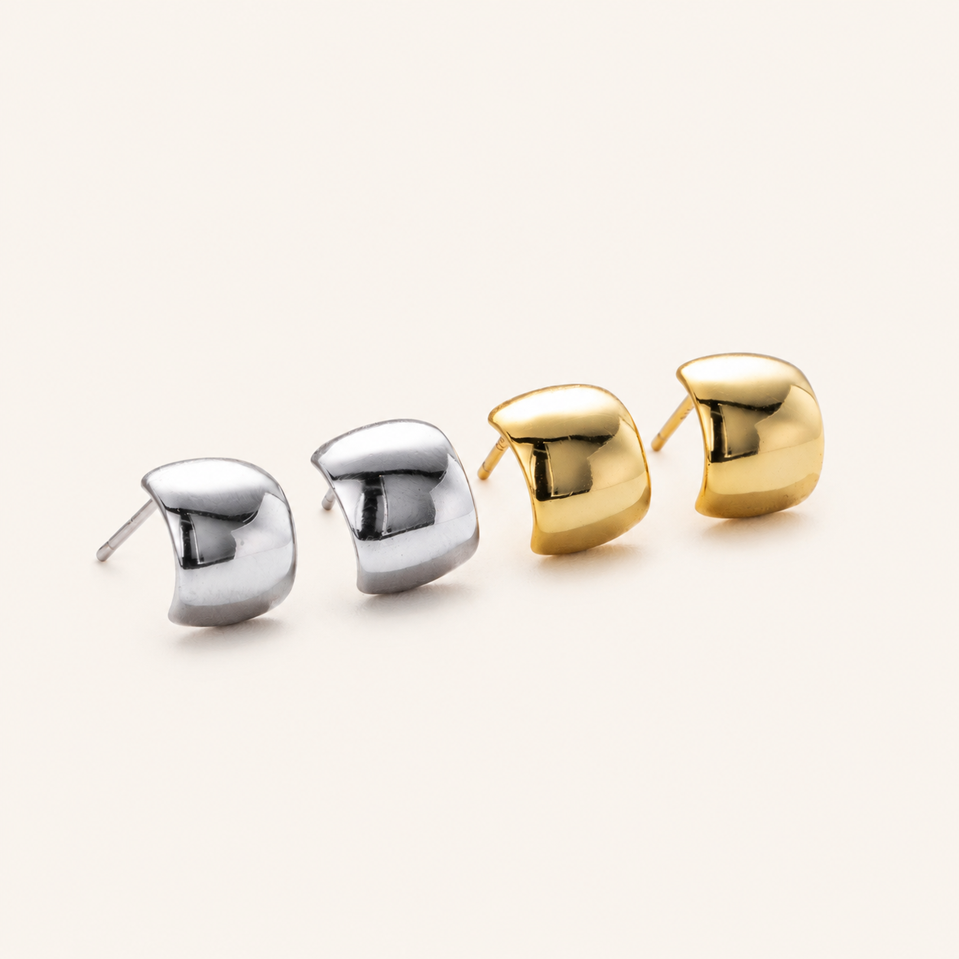 Sterling Silver Polished Arch Stud Earrings detail