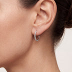 Pave Crystal Seamless Titanium Hoop Earrings - image 2