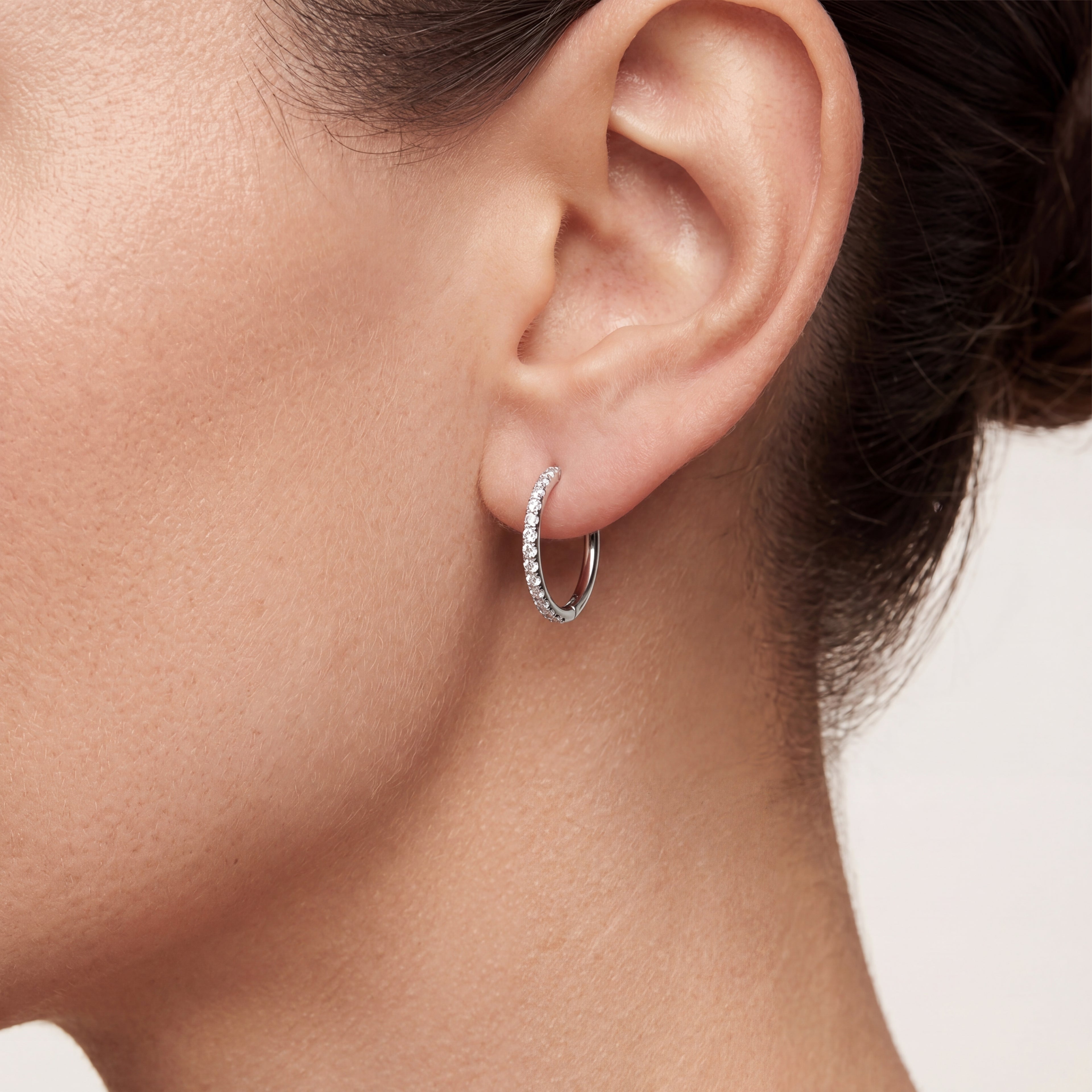 Pave Crystal Seamless Titanium Hoop Earrings - image 2