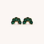 Sterling Silver Green Teardrop Zirconia Flat Back Earrings detail view