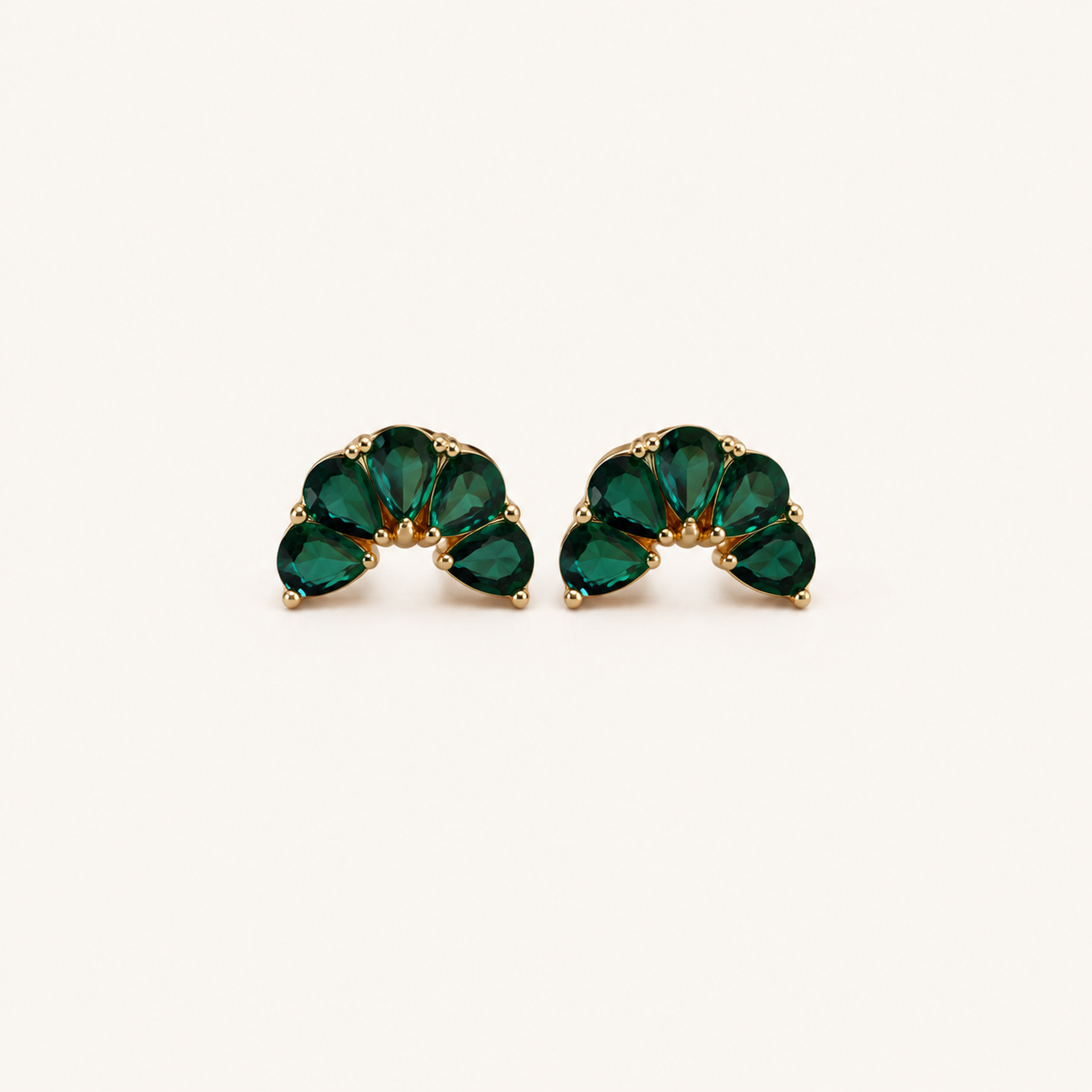 Sterling Silver Green Teardrop Zirconia Flat Back Earrings detail view