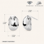 Sterling Silver French Concave Vintage Stud Earrings - Platinum