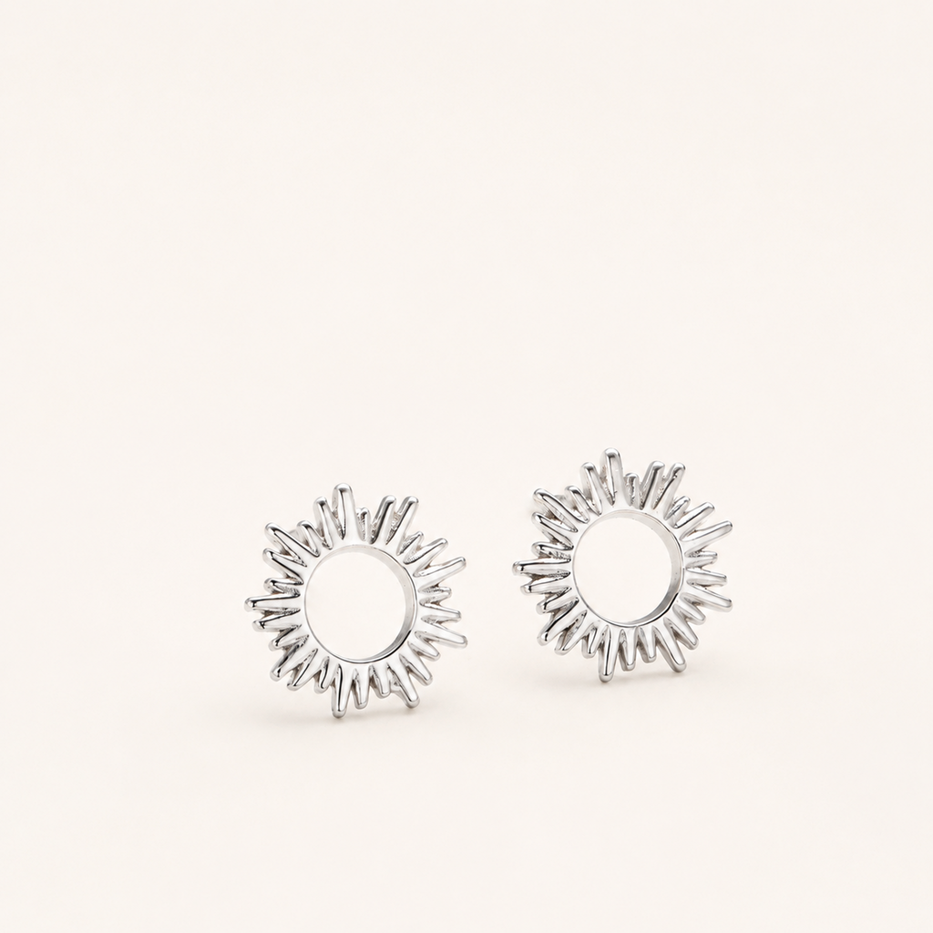 Sterling Silver Little Sun Stud Earrings detail view