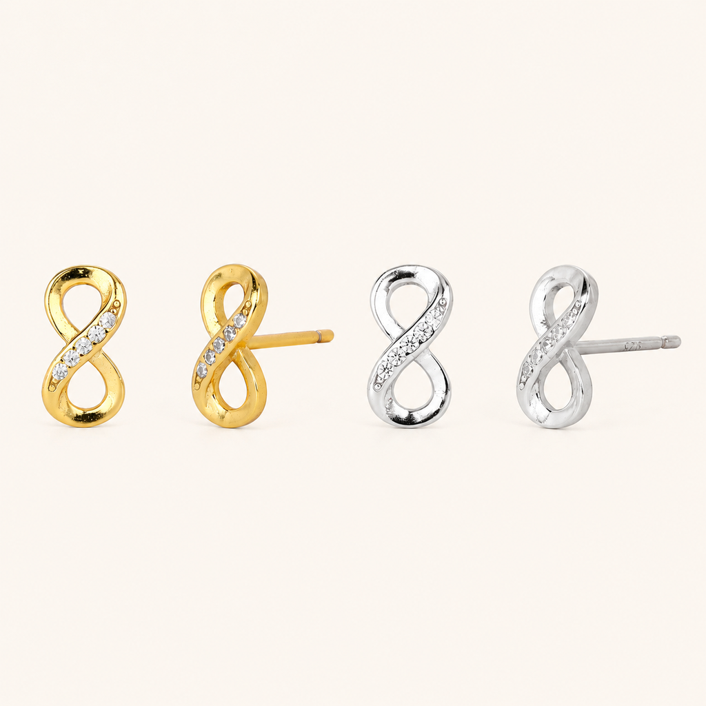 Sterling Silver Figure-Eight Zirconia Stud Earrings
